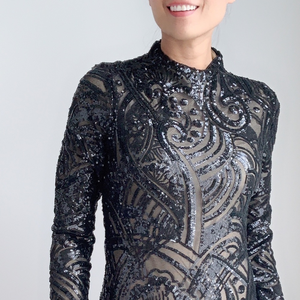 BLACK SEQUINS DRESS - Picture 7 of 8